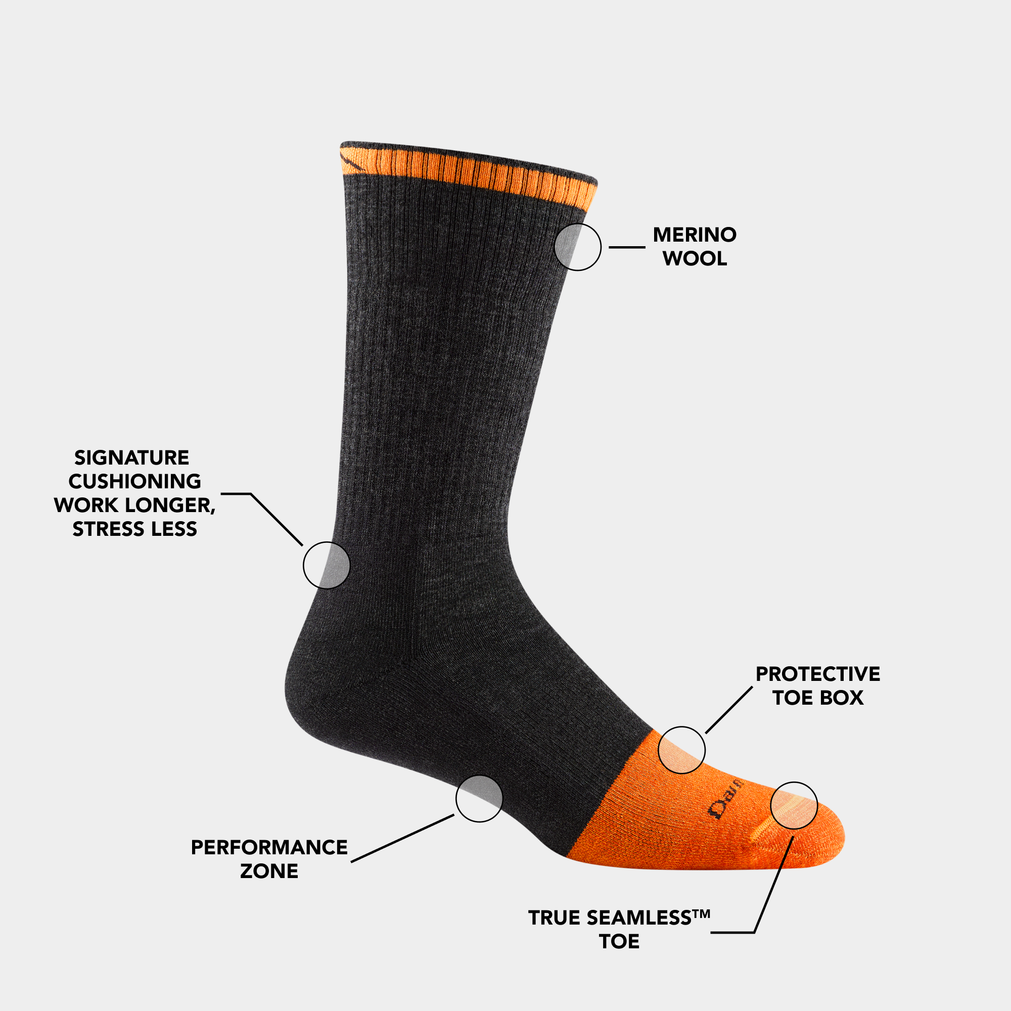 Darn Tough Merino Wool Men's Steely Boot Midweight Work Socks - Image 10