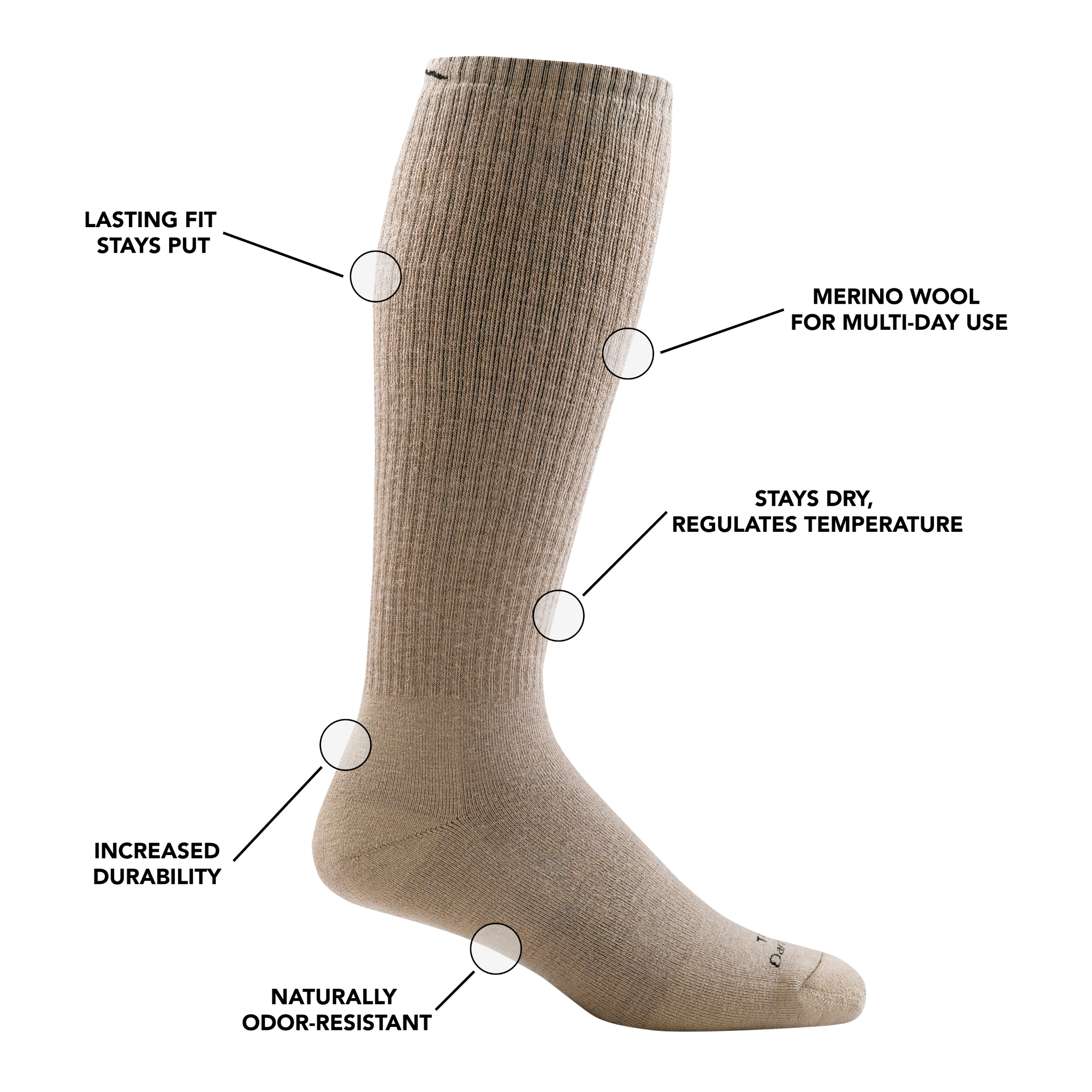 Darn Tough Merino Wool T4050 Over-the-Calf Heavyweight Tactical Socks with Full Cushion - Image 3