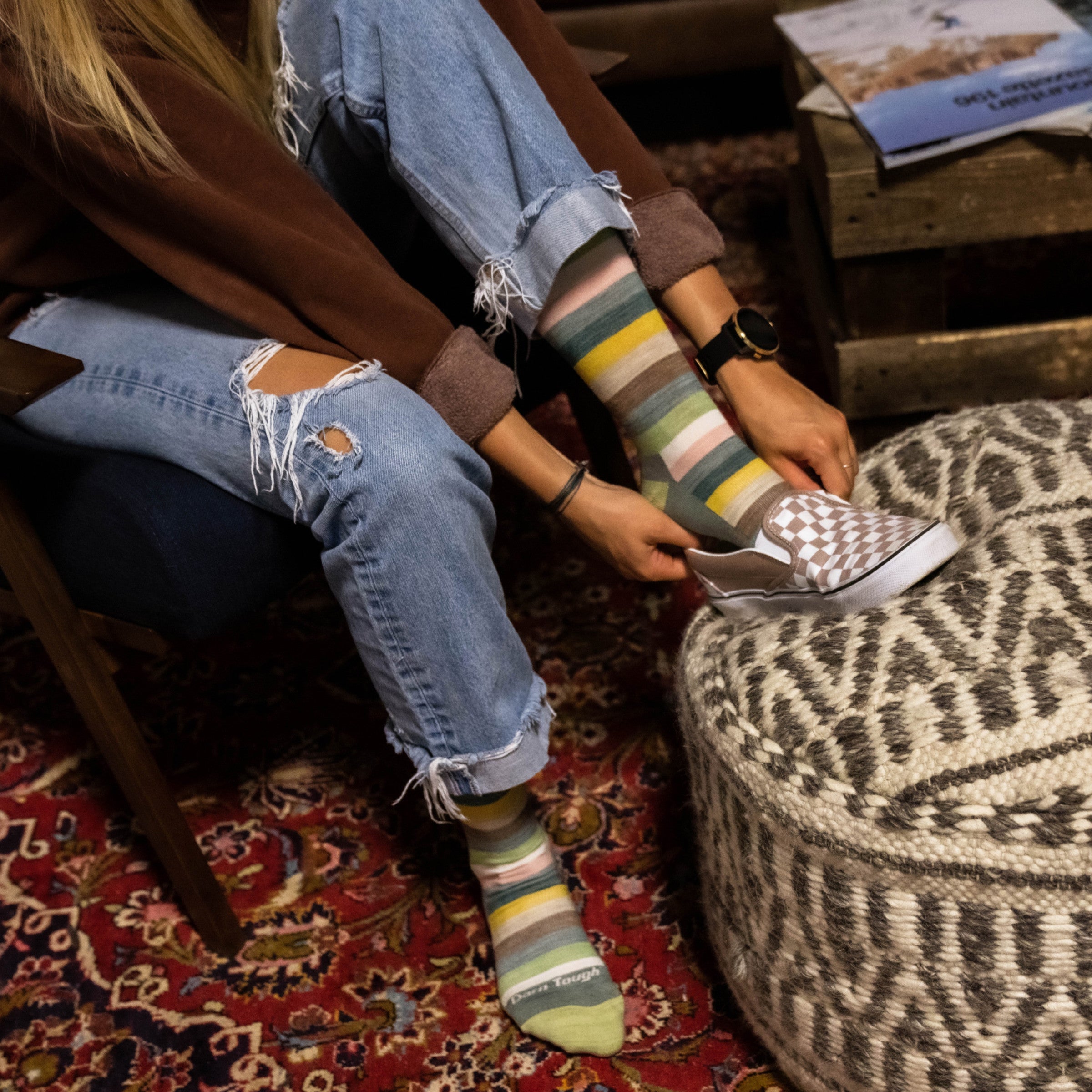 Darn Tough Merino Wool Women's Mystic Stripe Crew Lightweight Lifestyle Socks - Image 8