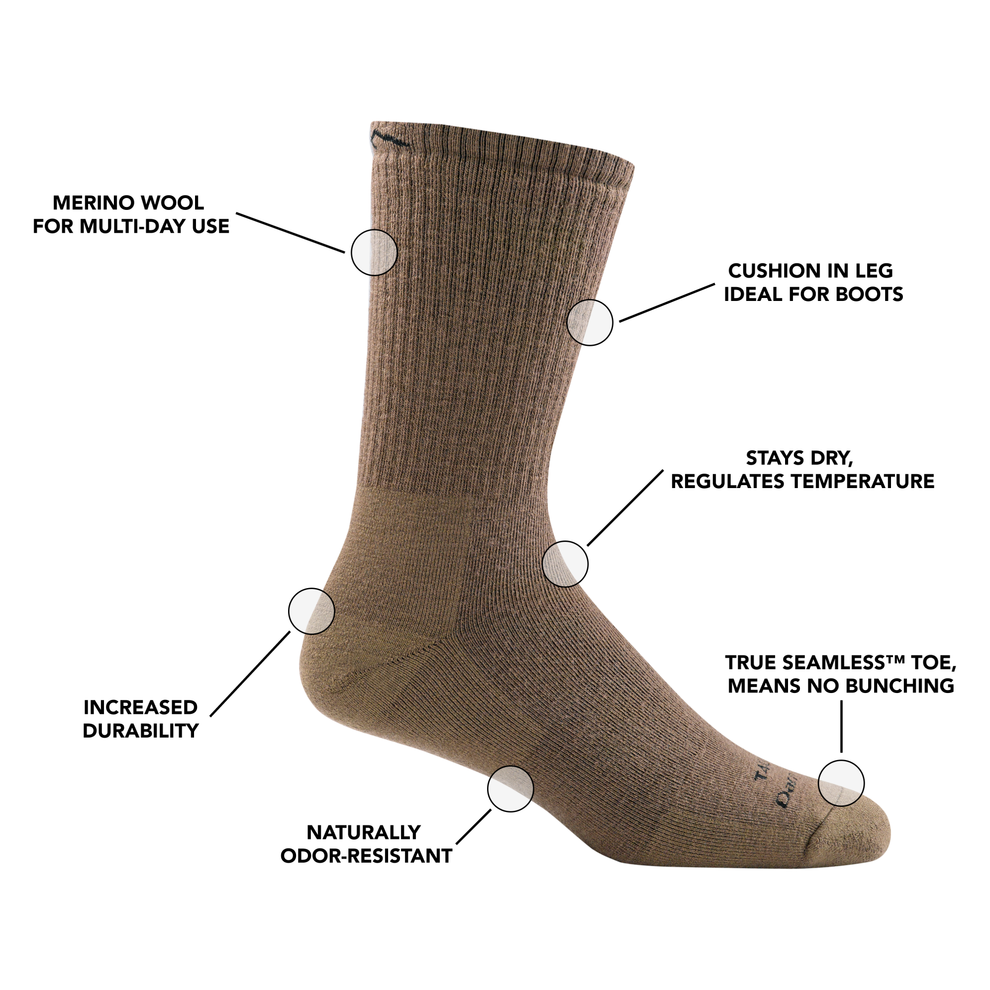 Darn Tough Merino Wool T4033 Boot Heavyweight Tactical Socks with Full Cushion - Image 3