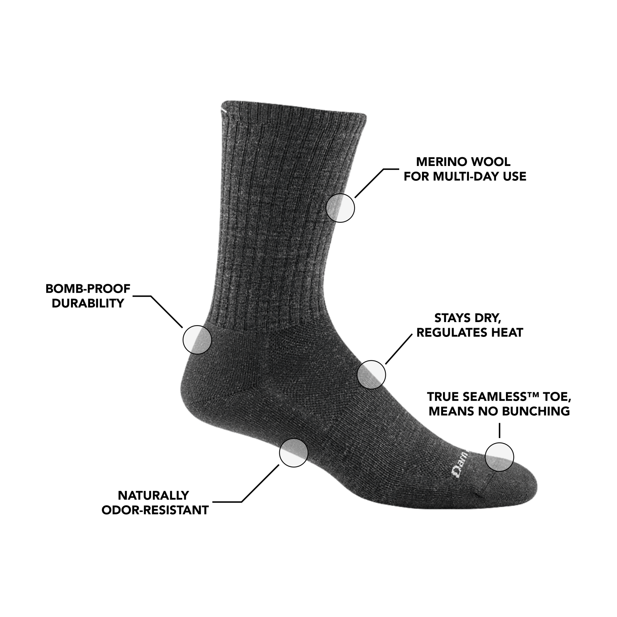 Darn Tough Merino Wool Men's The Standard Crew Cushioned Lightweight Lifestyle Socks - Image 9