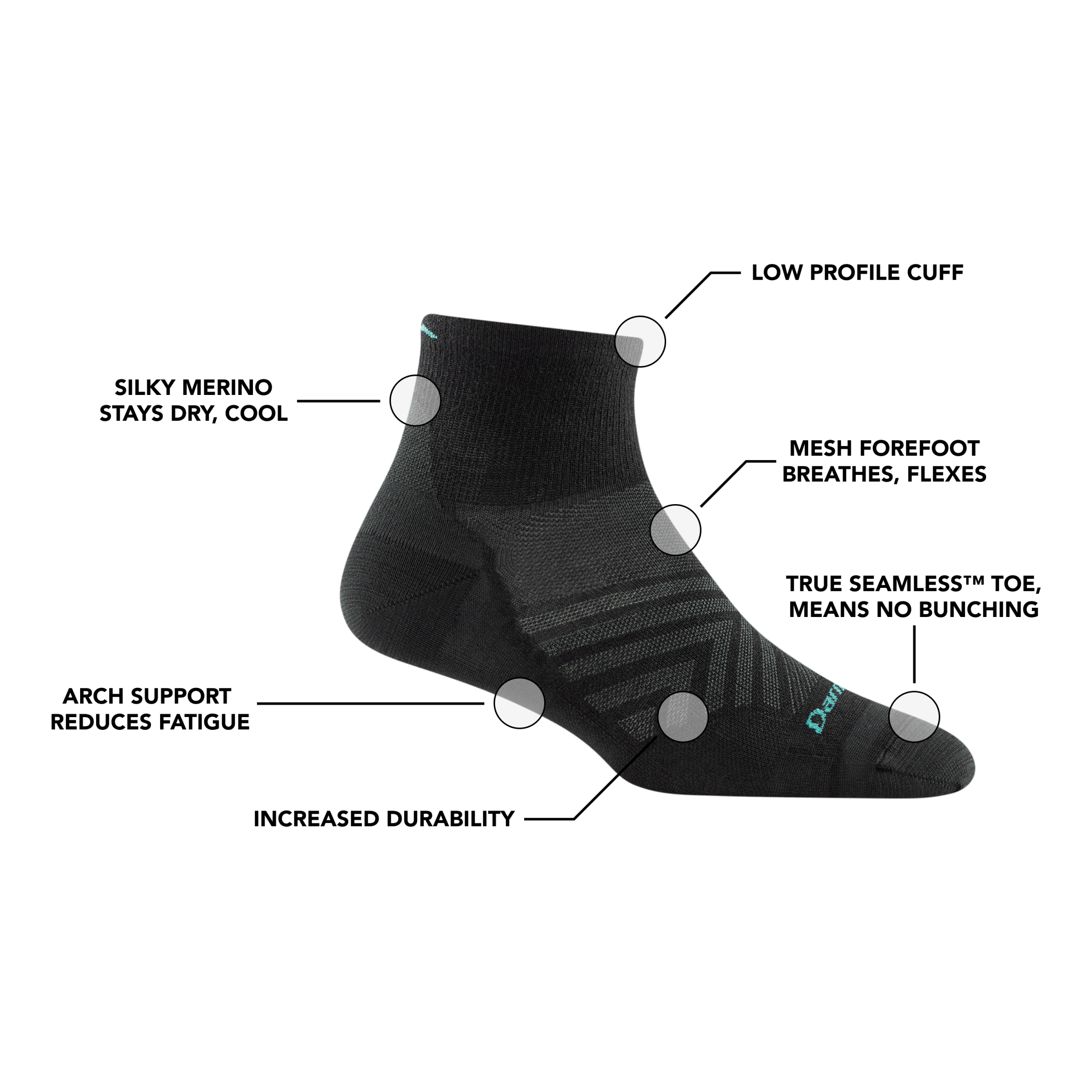 Darn Tough Merino Wool Women's Run Quarter Ultra-Lightweight Running Socks - Image 8