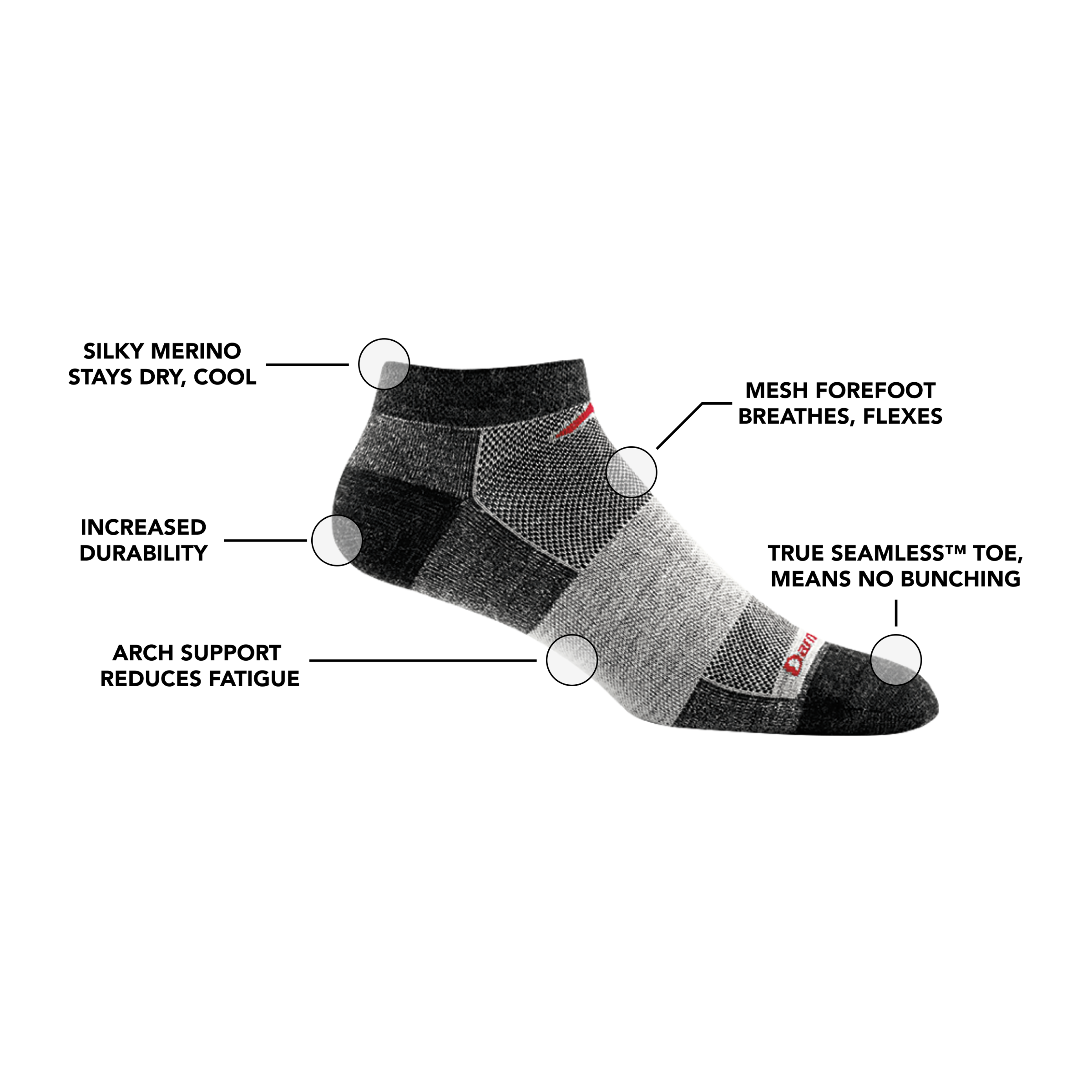 Darn Tough Merino Wool Men's 1437 No Show Lightweight Running Socks - Image 7