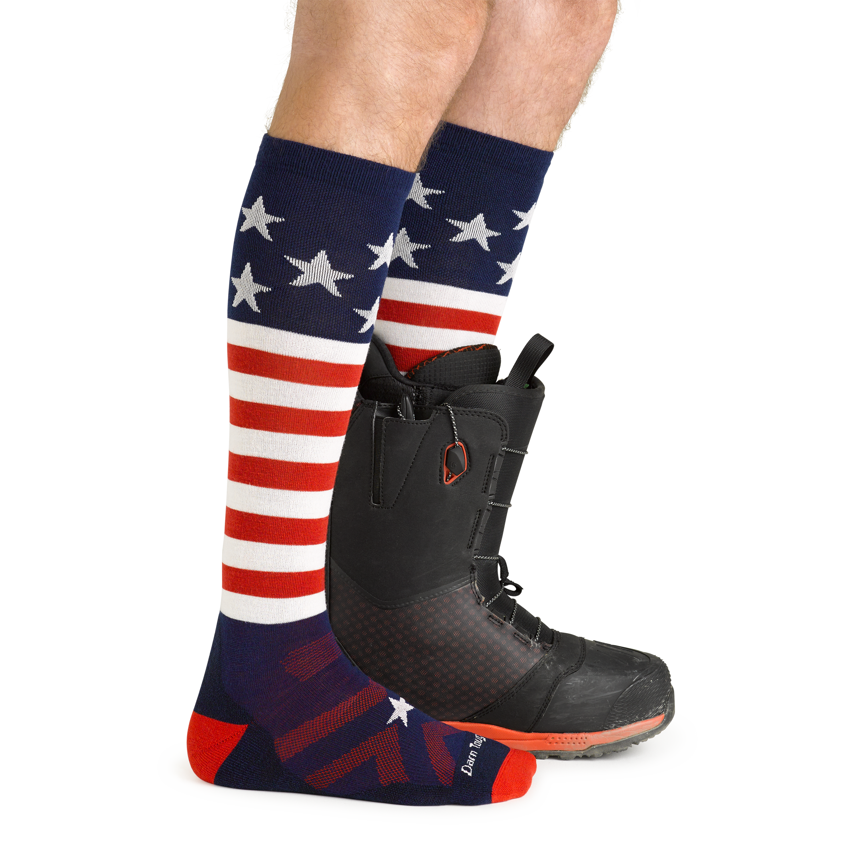 Darn Tough Merino Wool Men's Captain Stripe Over-the-Calf Midweight Ski & Snowboard Socks - Image 5