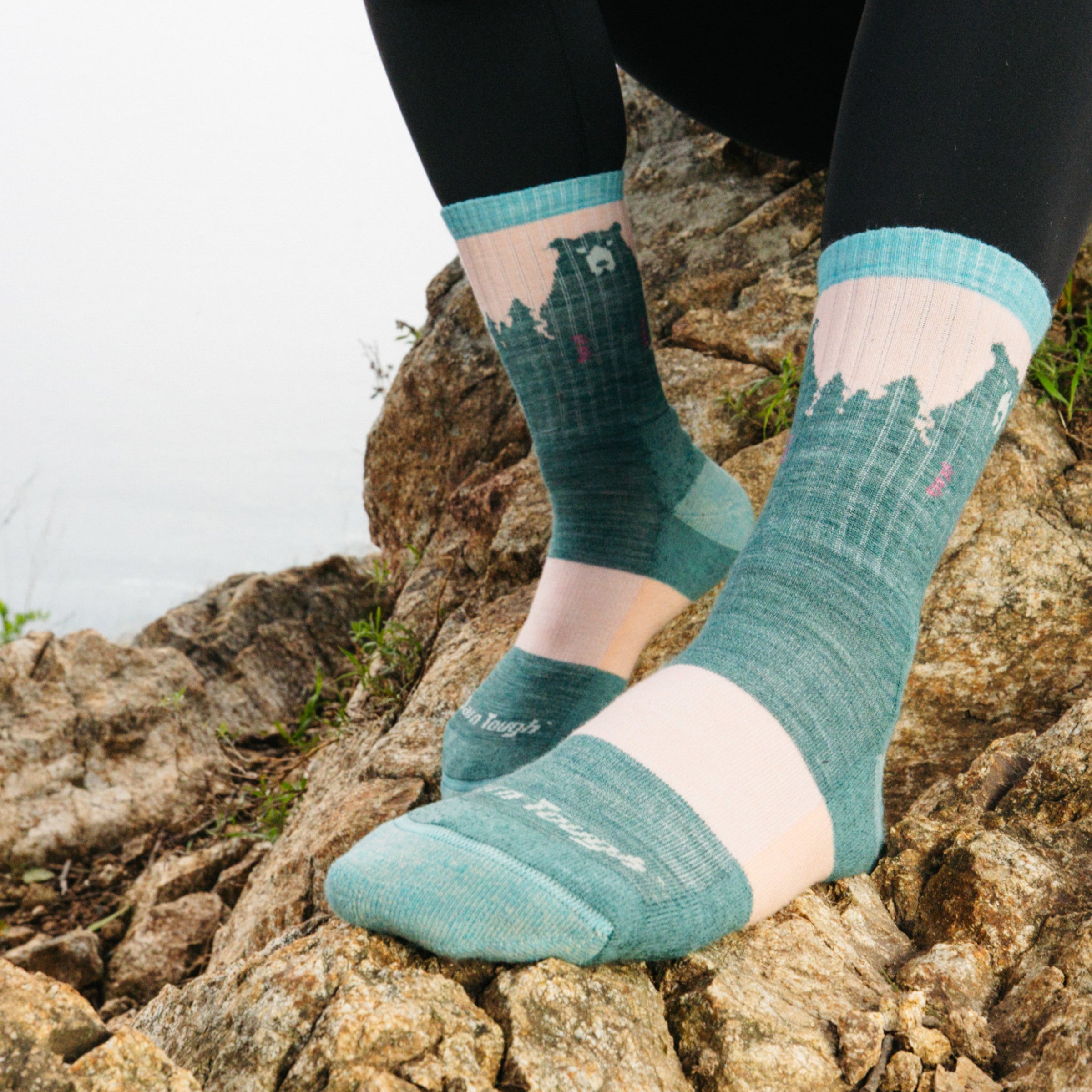 Darn Tough Merino Socks Women's Bear Town Micro Crew Lightweight Hiking Socks - Image 2