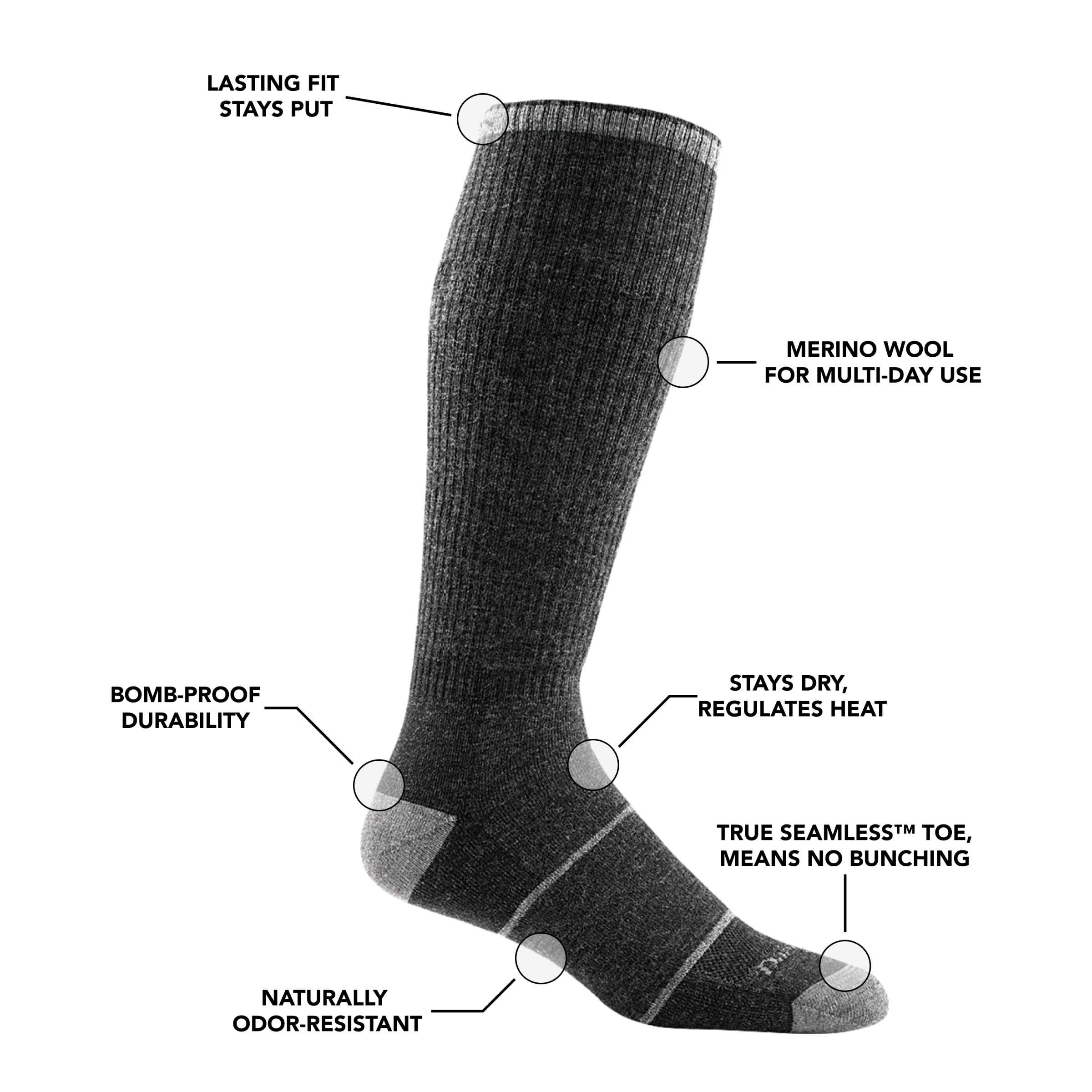 Darn Tough Merino Wool Men's Paul Bunyan Over-the-Calf Midweight Work Sock - Image 6
