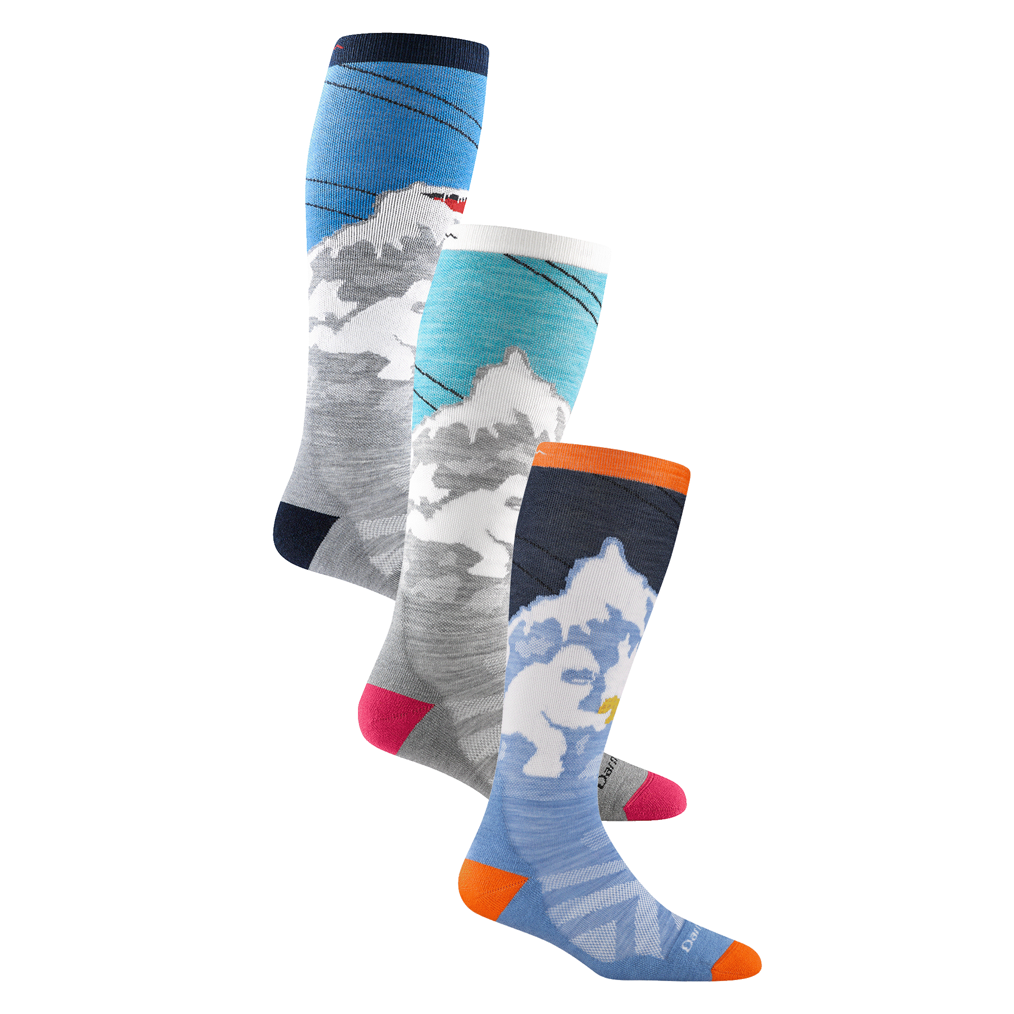 Darn Tough Merino Socks Yeti Over-the-Calf Midweight Ski & Snowboard Multi-Pack