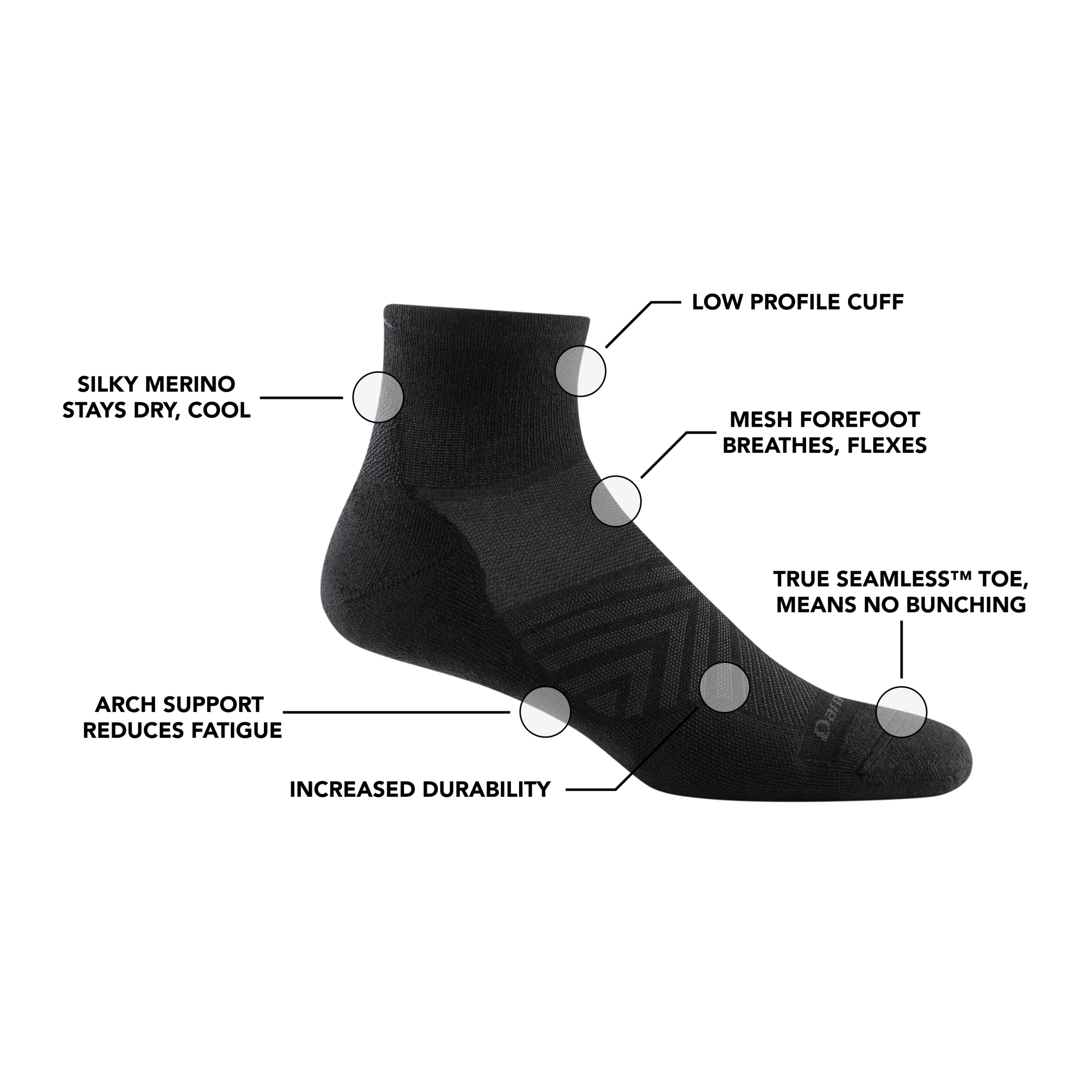 Darn Tough Merino Wool Men's Run Quarter Cushioned Ultra-Lightweight Running Socks - Image 8